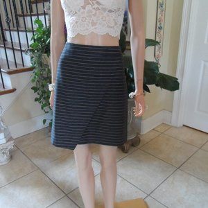 Ann Taylor LOFT Dark Gray Striped Mock Wrap Skirt Size 6P